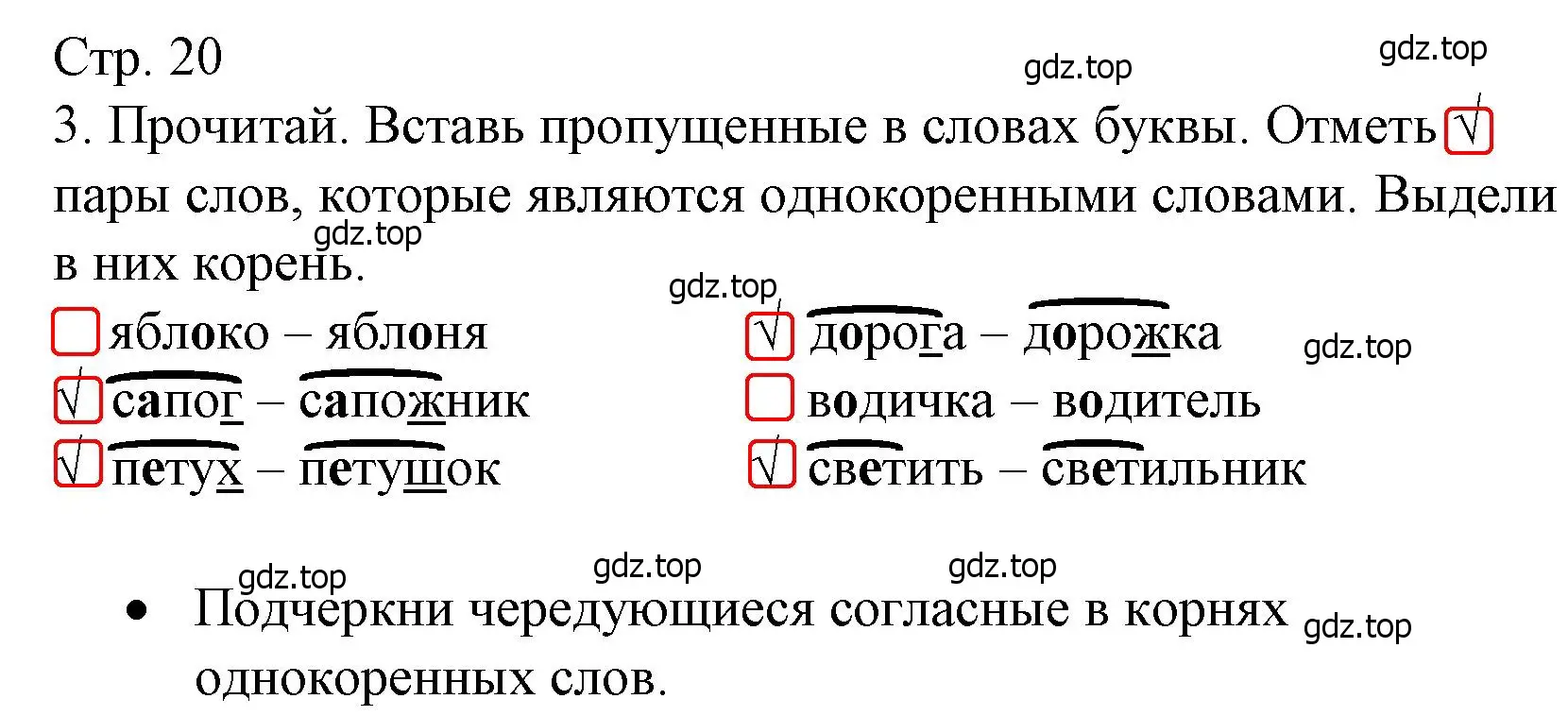 Решение номер 3 (страница 20) гдз по русскому языку 3 класс Канакина, тетрадь учебных достижений