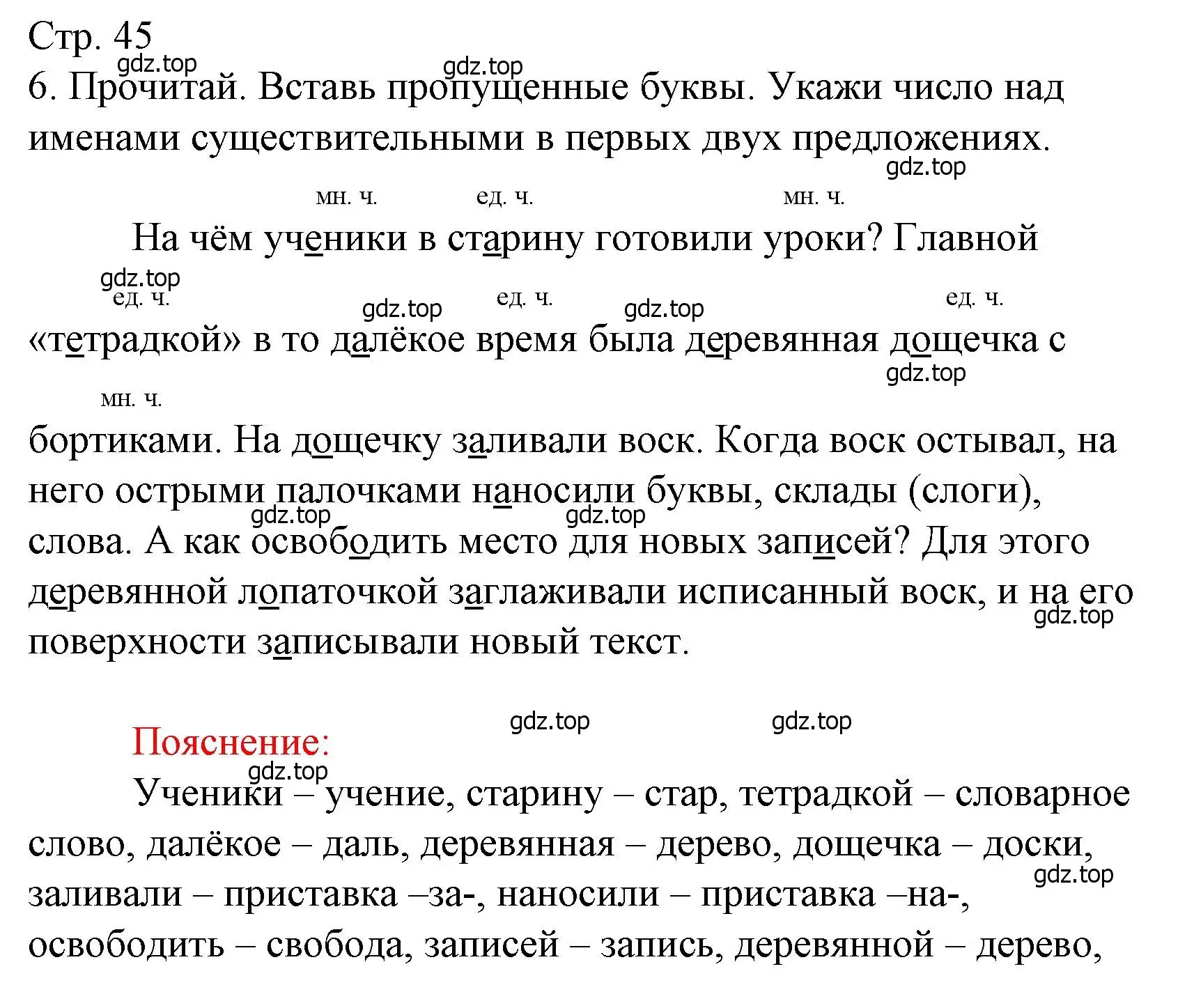 Решение номер 6 (страница 45) гдз по русскому языку 3 класс Канакина, тетрадь учебных достижений