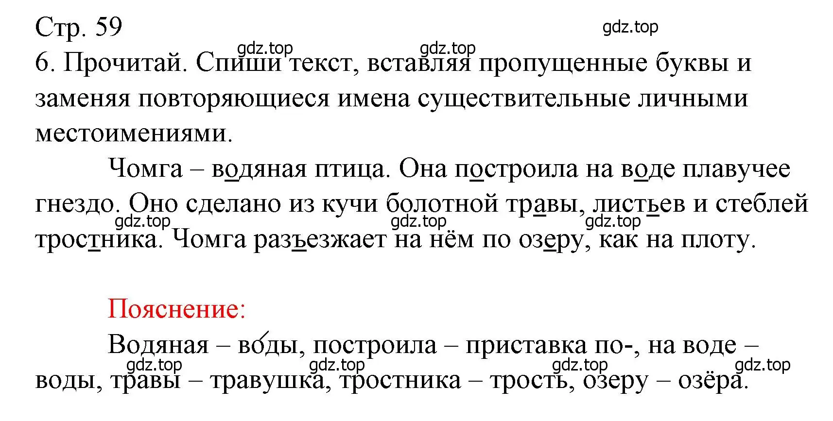 Решение номер 6 (страница 59) гдз по русскому языку 3 класс Канакина, тетрадь учебных достижений