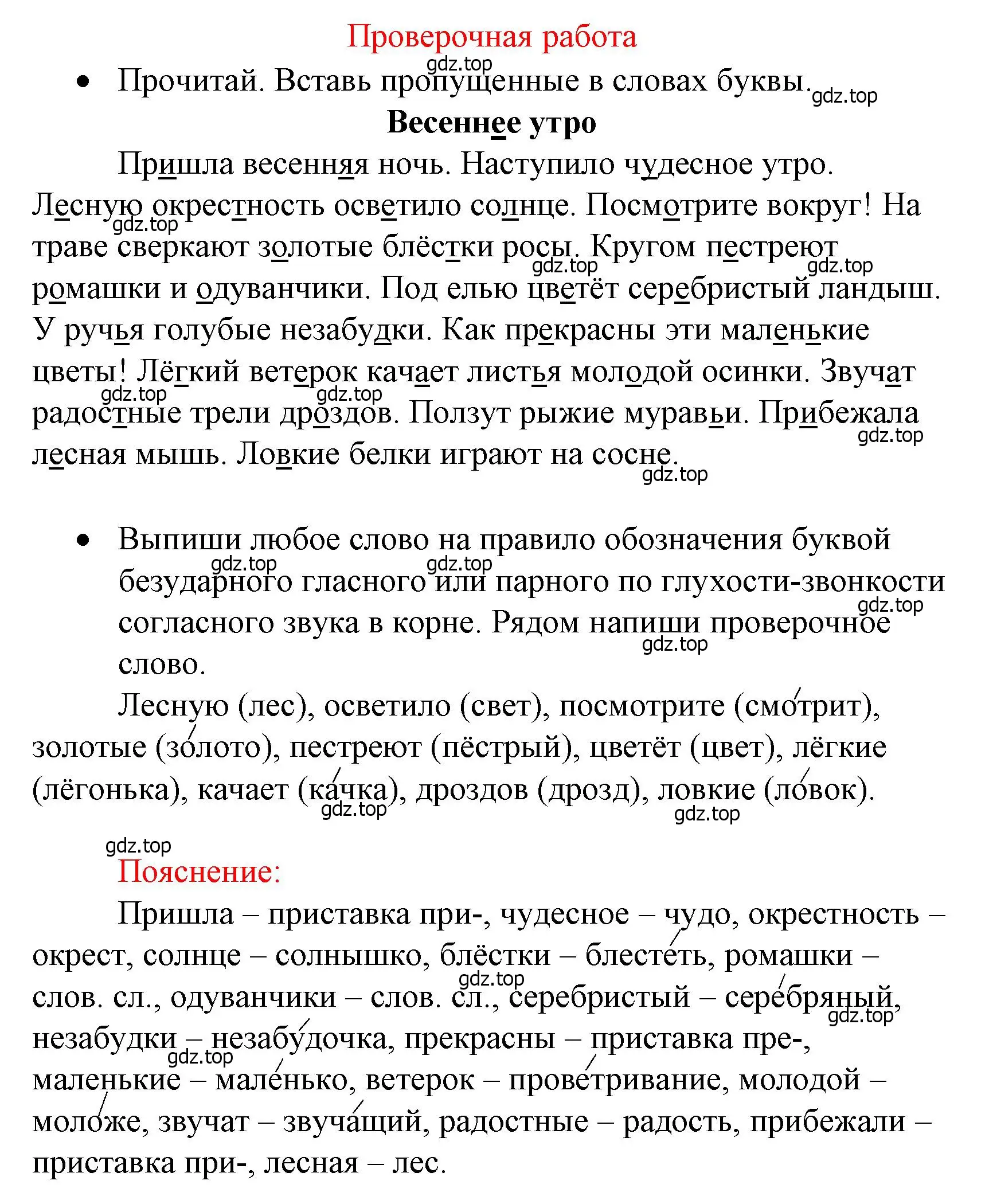 Решение  Проверочная работа (страница 71) гдз по русскому языку 3 класс Канакина, тетрадь учебных достижений