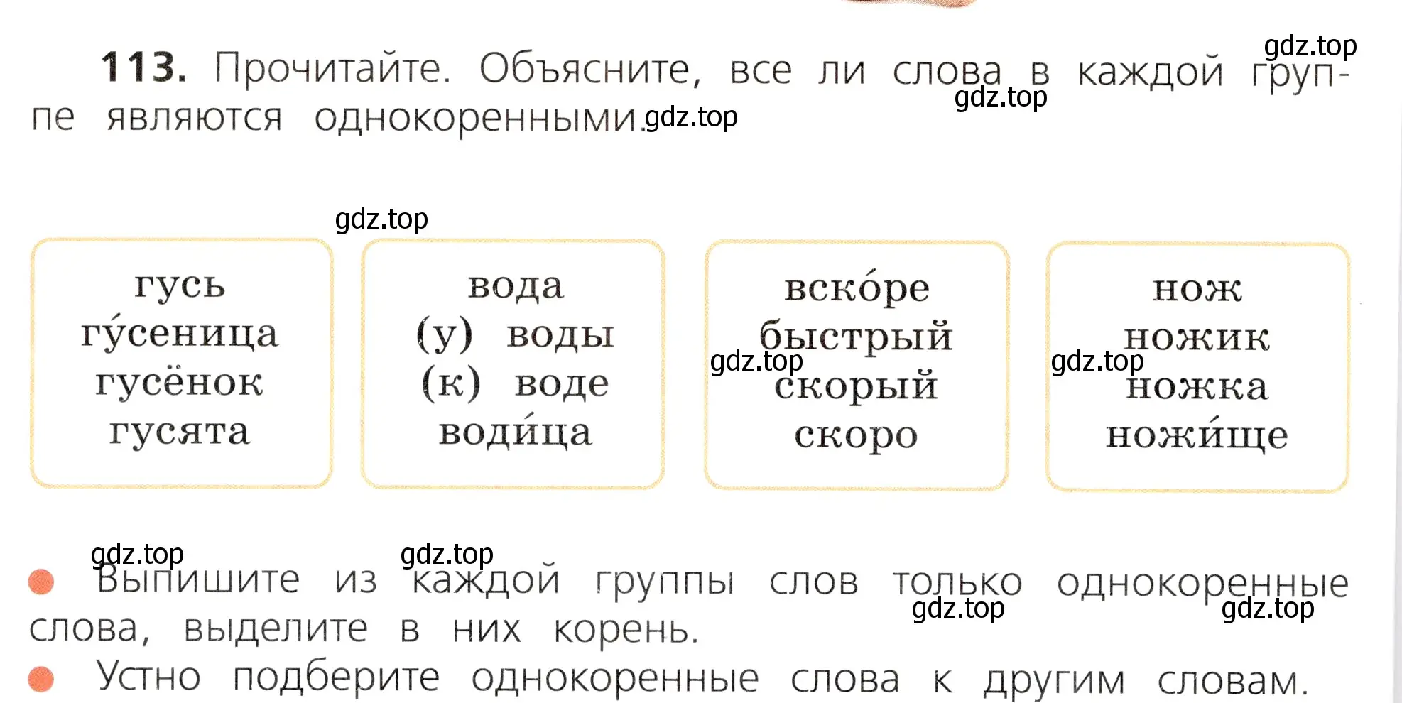 Условие номер 113 (страница 62) гдз по русскому языку 3 класс Канакина, Горецкий, учебник 1 часть