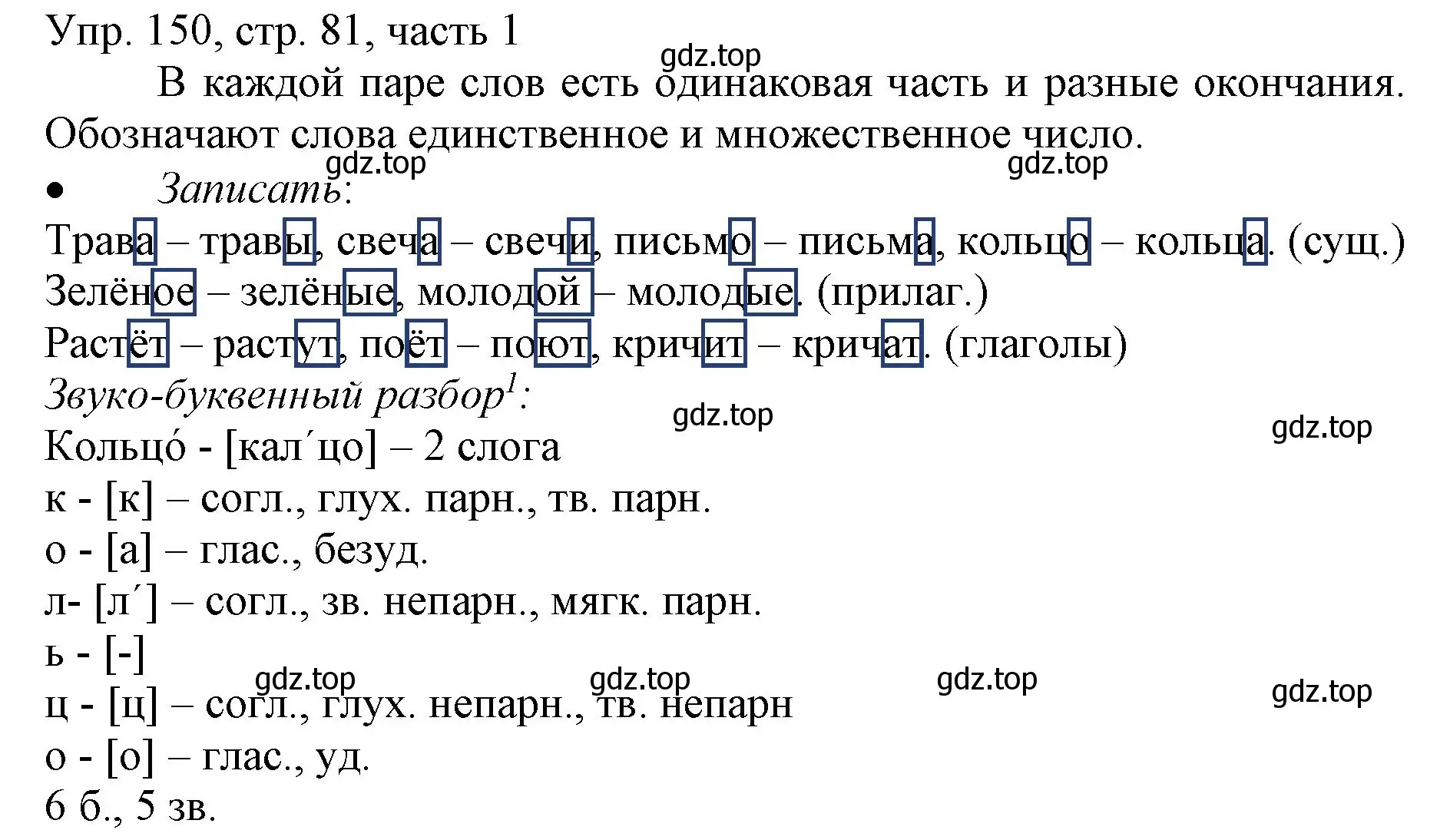 Решение номер 150 (страница 81) гдз по русскому языку 3 класс Канакина, Горецкий, учебник 1 часть