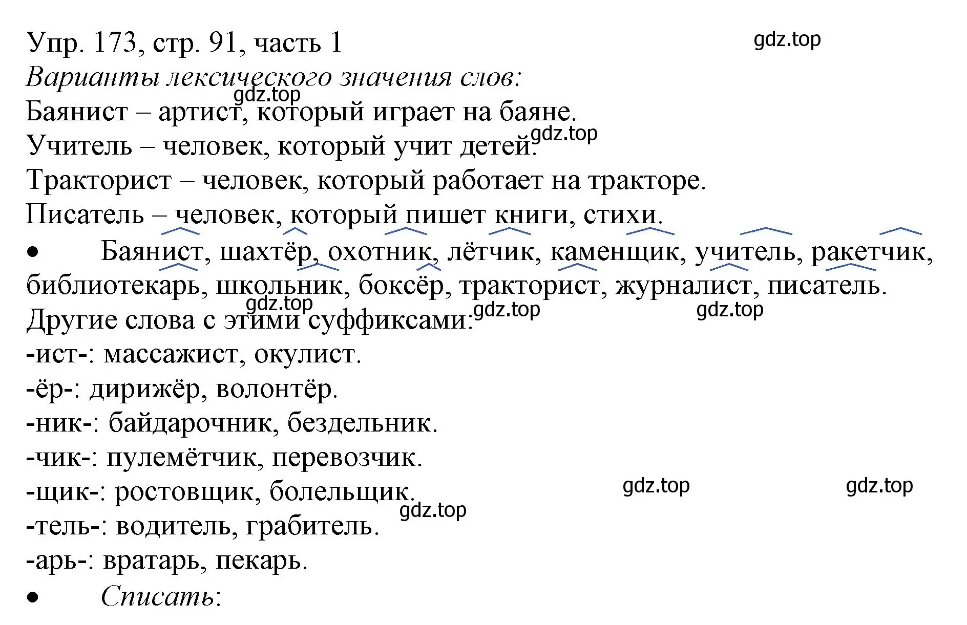 Решение номер 173 (страница 91) гдз по русскому языку 3 класс Канакина, Горецкий, учебник 1 часть