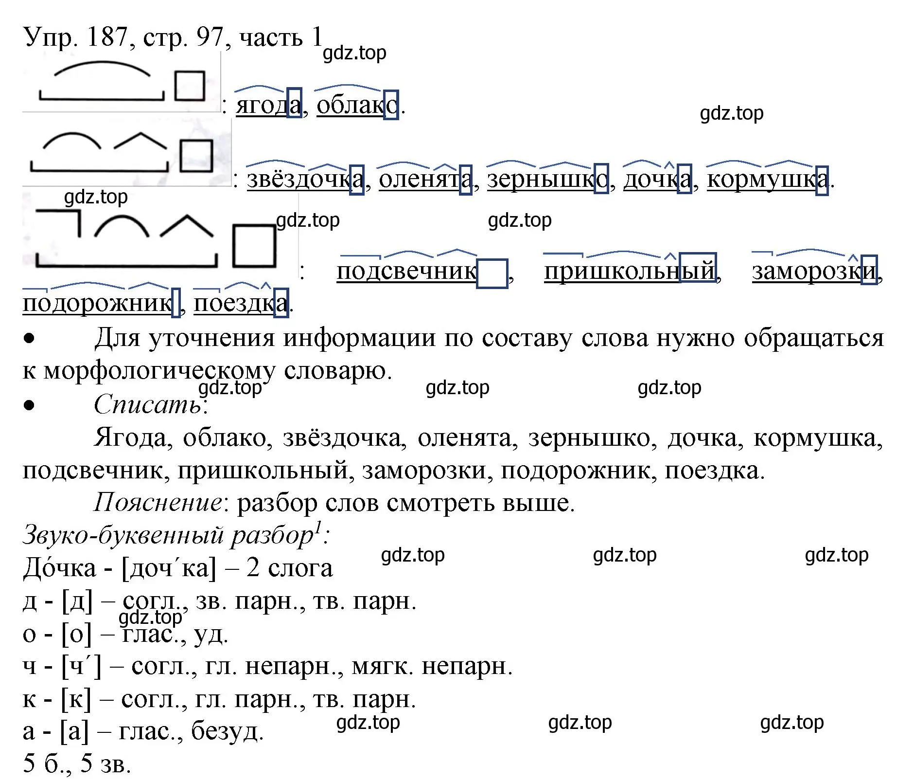 Решение номер 187 (страница 97) гдз по русскому языку 3 класс Канакина, Горецкий, учебник 1 часть