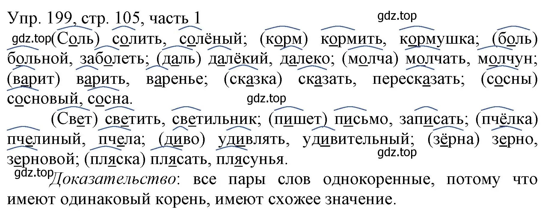 Решение номер 199 (страница 105) гдз по русскому языку 3 класс Канакина, Горецкий, учебник 1 часть