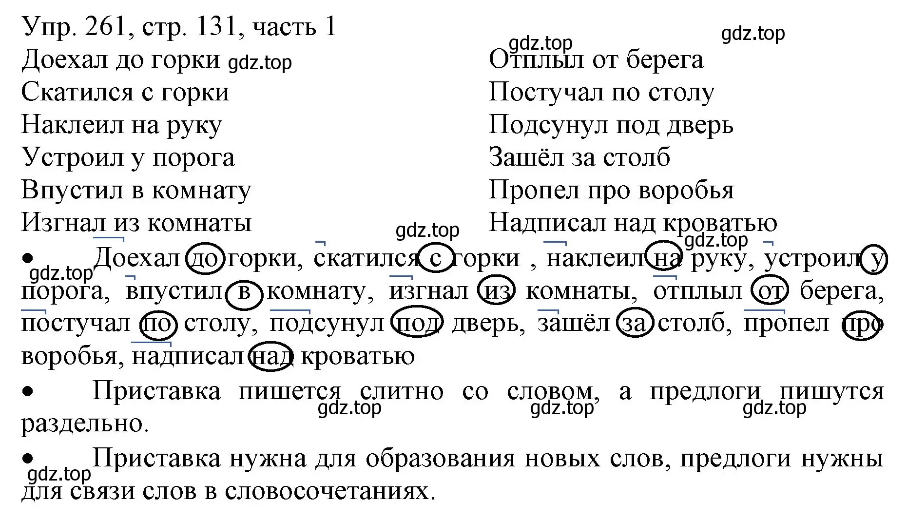 Решение номер 261 (страница 131) гдз по русскому языку 3 класс Канакина, Горецкий, учебник 1 часть