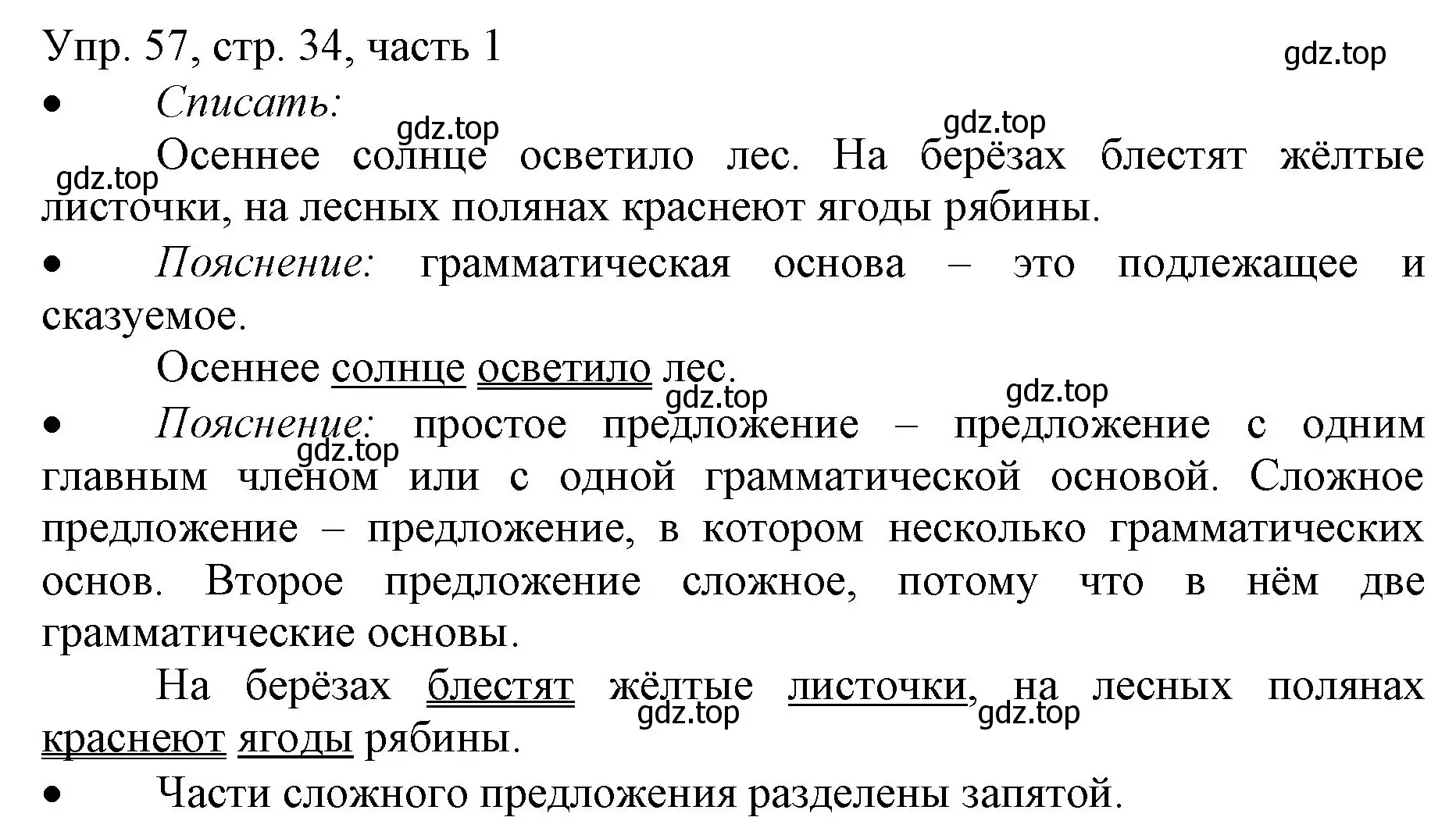 Решение номер 57 (страница 34) гдз по русскому языку 3 класс Канакина, Горецкий, учебник 1 часть