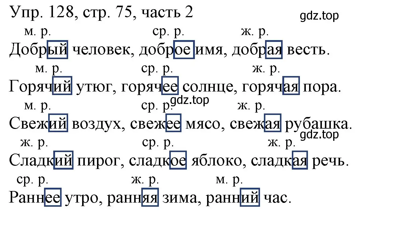 Решение номер 128 (страница 75) гдз по русскому языку 3 класс Канакина, Горецкий, учебник 2 часть