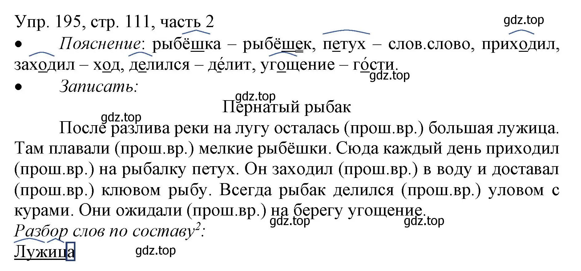 Решение номер 195 (страница 111) гдз по русскому языку 3 класс Канакина, Горецкий, учебник 2 часть