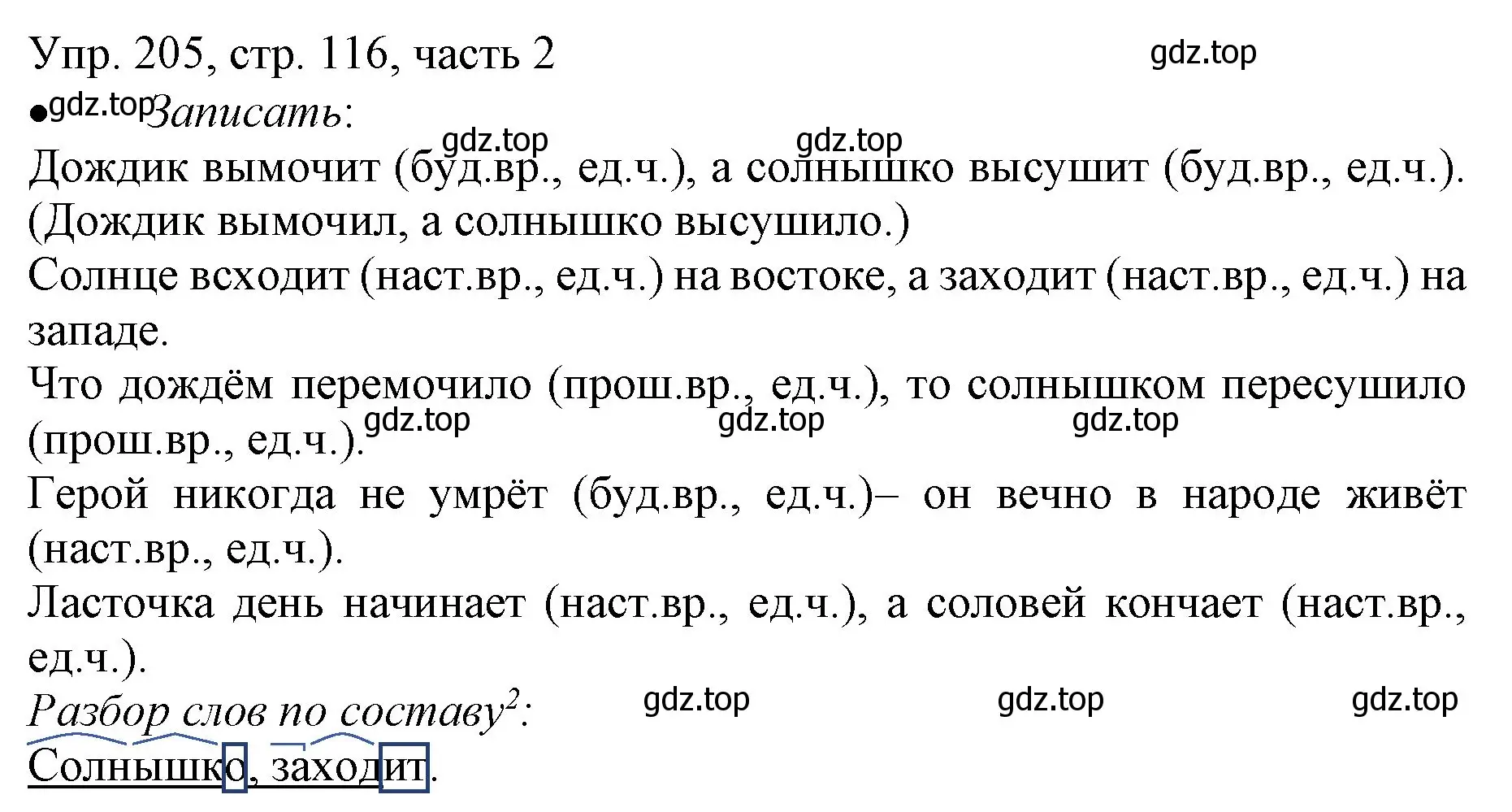 Решение номер 205 (страница 116) гдз по русскому языку 3 класс Канакина, Горецкий, учебник 2 часть