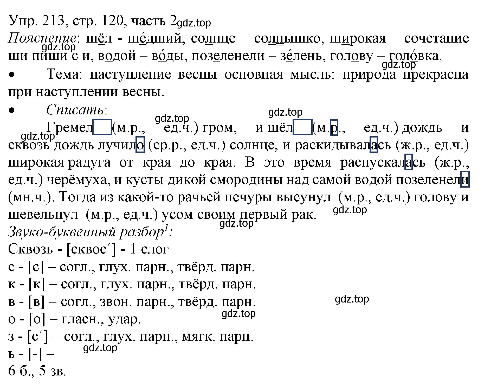 Решение номер 213 (страница 120) гдз по русскому языку 3 класс Канакина, Горецкий, учебник 2 часть