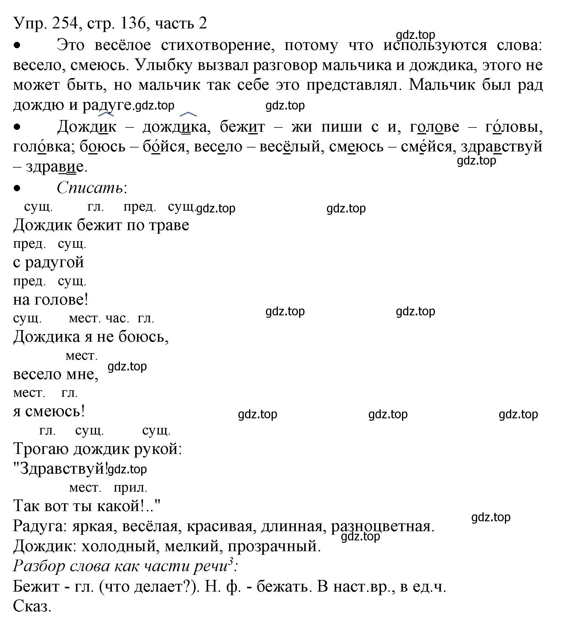 Решение номер 254 (страница 136) гдз по русскому языку 3 класс Канакина, Горецкий, учебник 2 часть