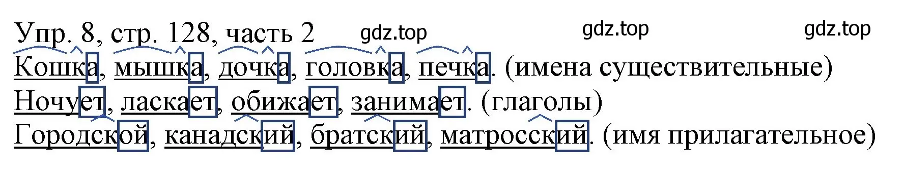 Решение номер 8 (страница 128) гдз по русскому языку 3 класс Канакина, Горецкий, учебник 2 часть