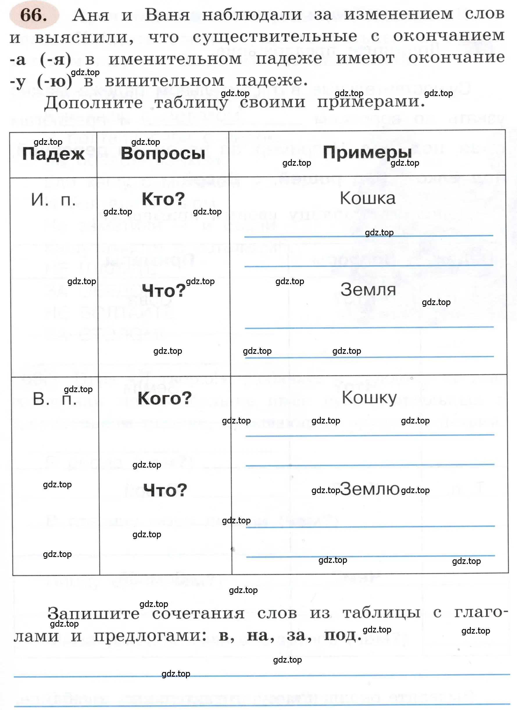 Условие номер 66 (страница 45) гдз по русскому языку 3 класс Климанова, Бабушкина, рабочая тетрадь 2 часть