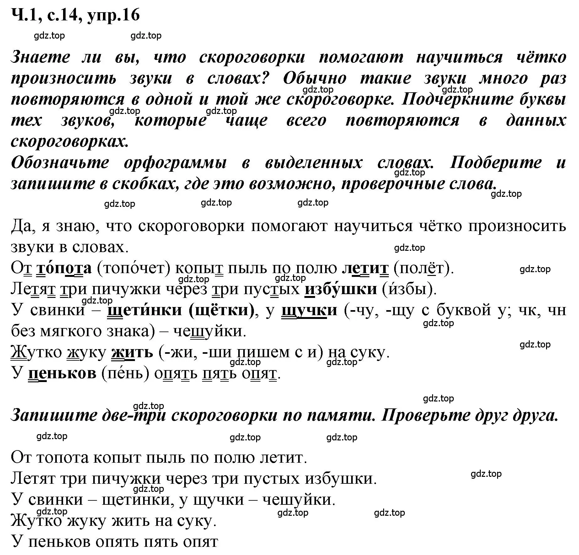 Решение номер 16 (страница 14) гдз по русскому языку 3 класс Климанова, Бабушкина, рабочая тетрадь 1 часть