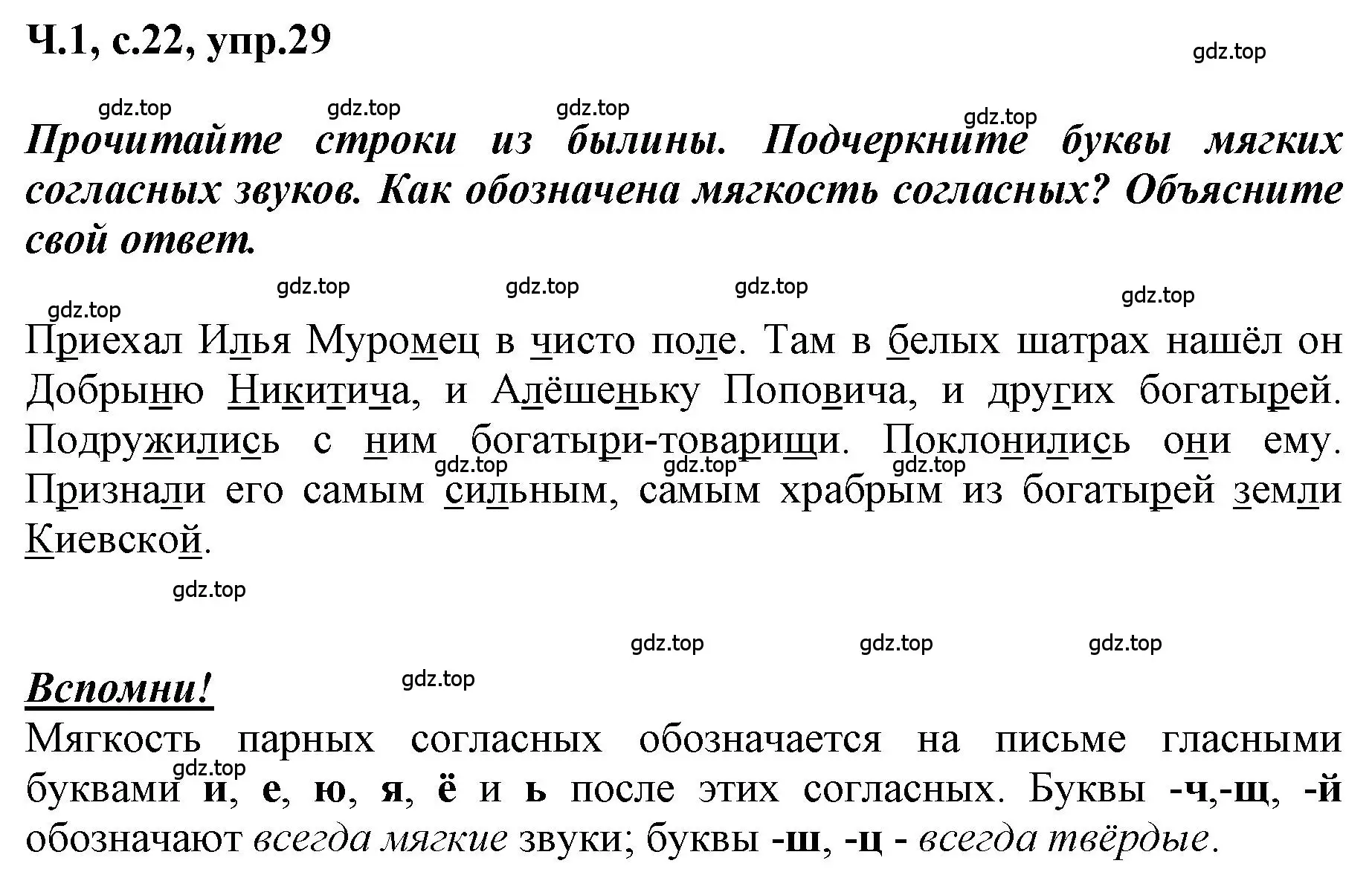 Решение номер 29 (страница 22) гдз по русскому языку 3 класс Климанова, Бабушкина, рабочая тетрадь 1 часть