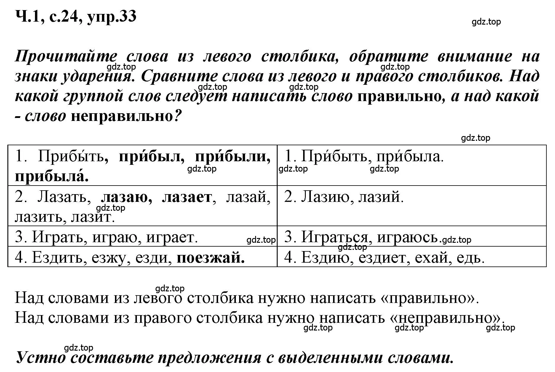 Решение номер 33 (страница 24) гдз по русскому языку 3 класс Климанова, Бабушкина, рабочая тетрадь 1 часть