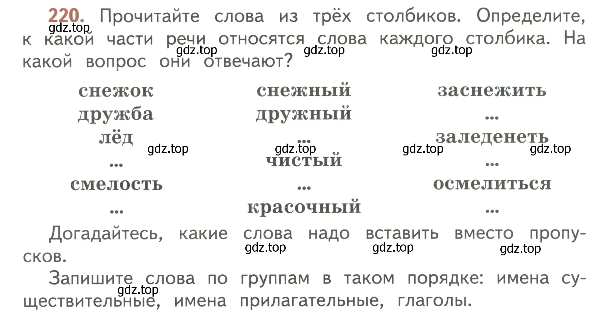 Условие номер 220 (страница 126) гдз по русскому языку 3 класс Климанова, Бабушкина, учебник 1 часть