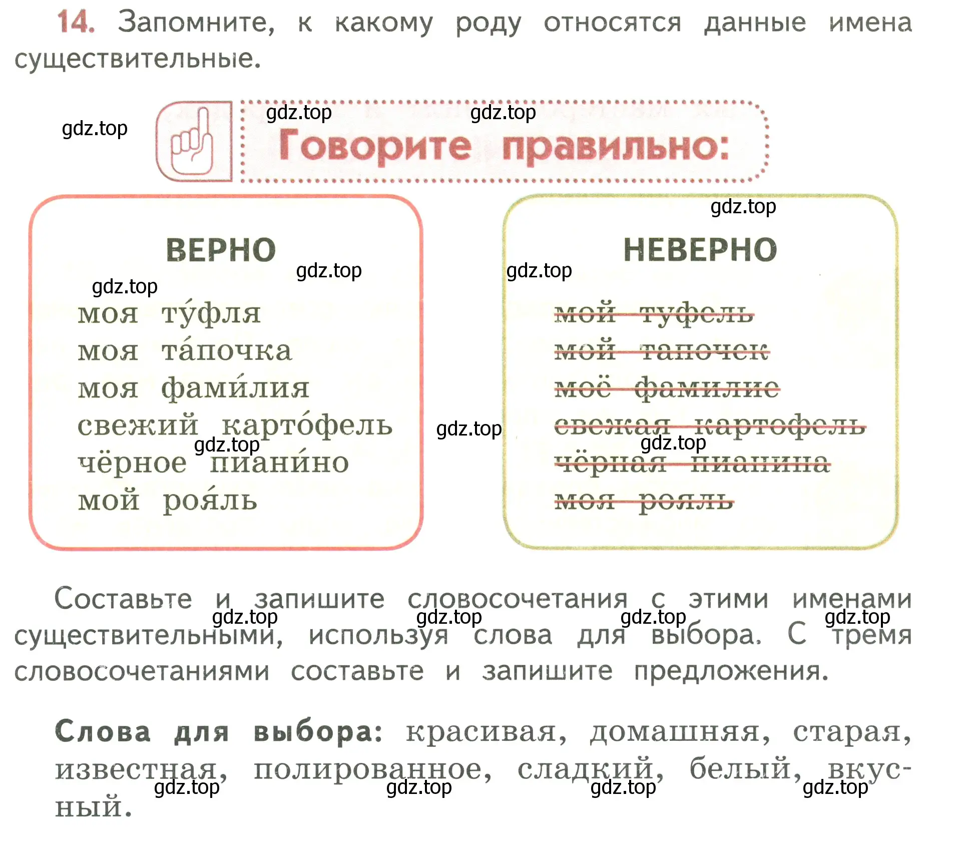 Условие номер 14 (страница 11) гдз по русскому языку 3 класс Климанова, Бабушкина, учебник 2 часть