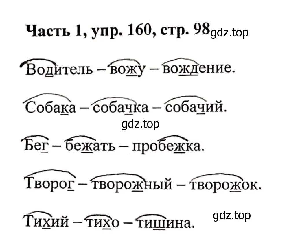 Решение номер 160 (страница 98) гдз по русскому языку 3 класс Климанова, Бабушкина, учебник 1 часть