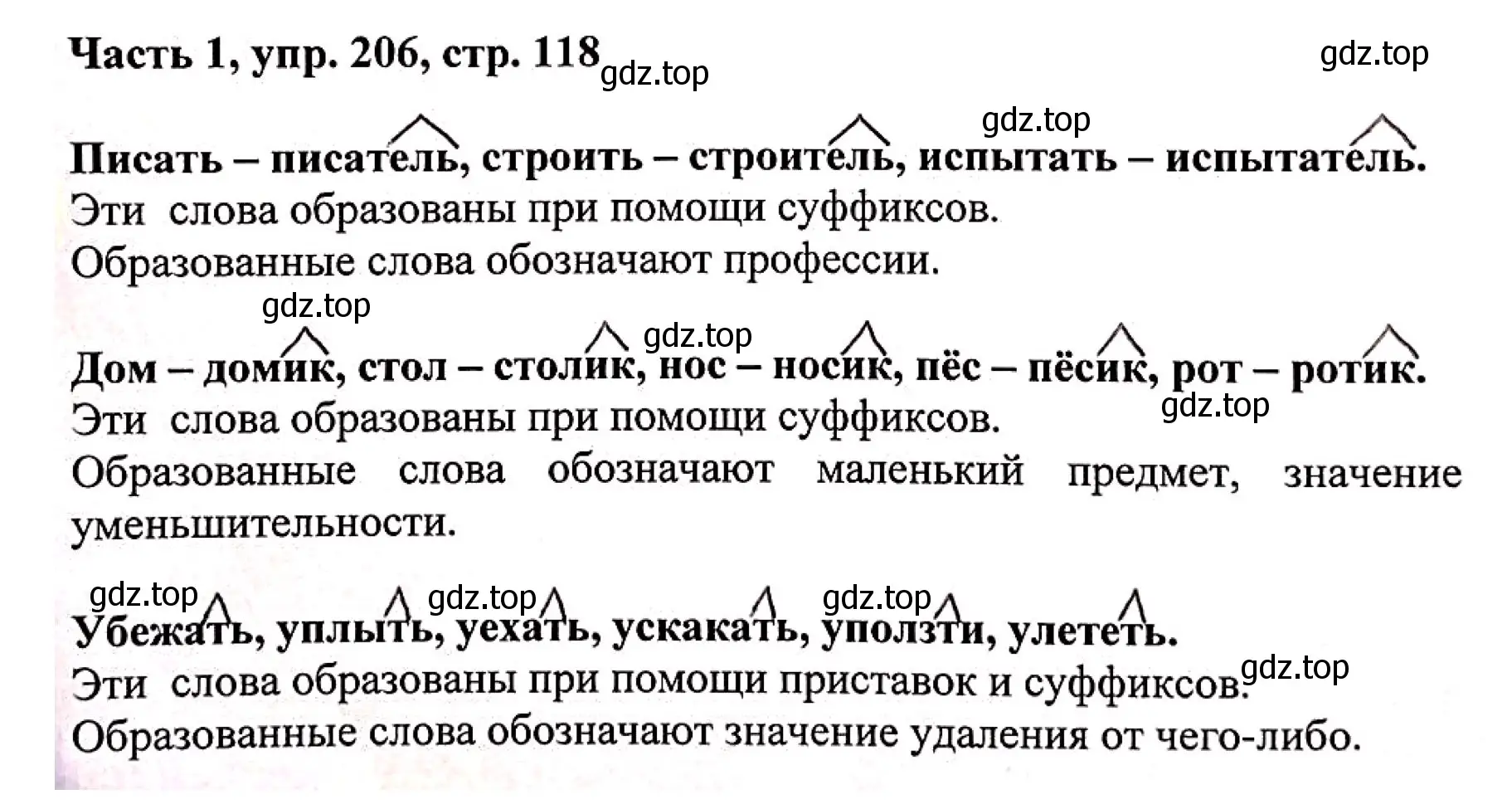 Решение номер 206 (страница 118) гдз по русскому языку 3 класс Климанова, Бабушкина, учебник 1 часть