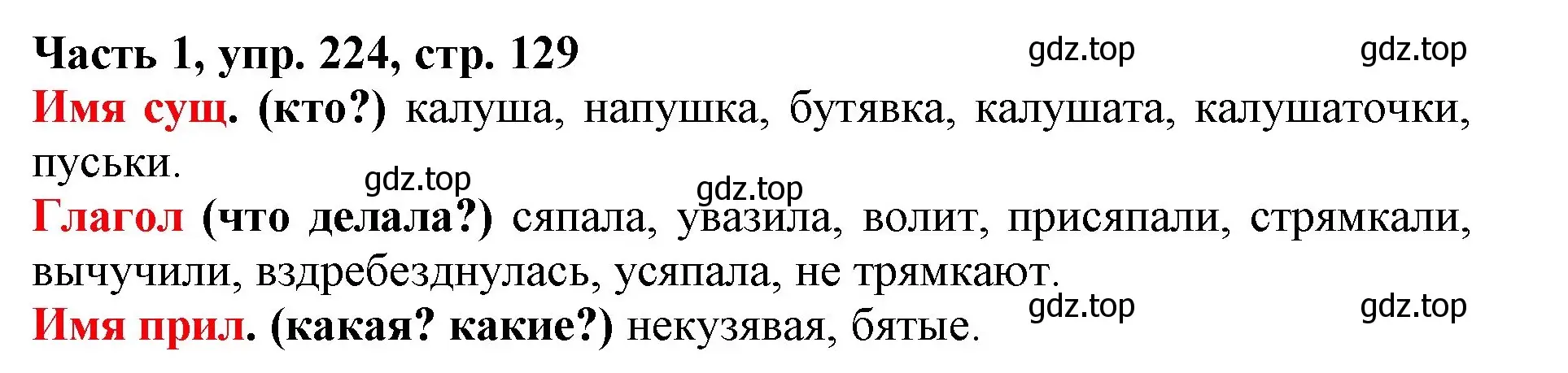 Решение номер 224 (страница 129) гдз по русскому языку 3 класс Климанова, Бабушкина, учебник 1 часть