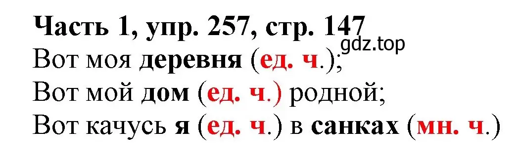 Решение номер 257 (страница 147) гдз по русскому языку 3 класс Климанова, Бабушкина, учебник 1 часть