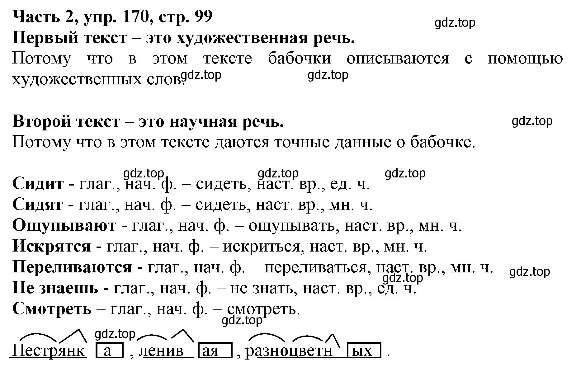 Решение номер 170 (страница 99) гдз по русскому языку 3 класс Климанова, Бабушкина, учебник 2 часть