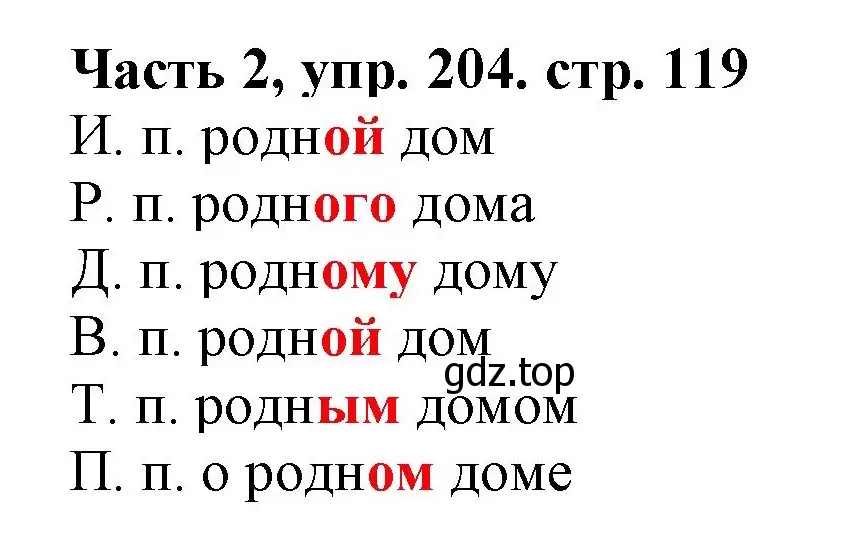 Решение номер 204 (страница 119) гдз по русскому языку 3 класс Климанова, Бабушкина, учебник 2 часть