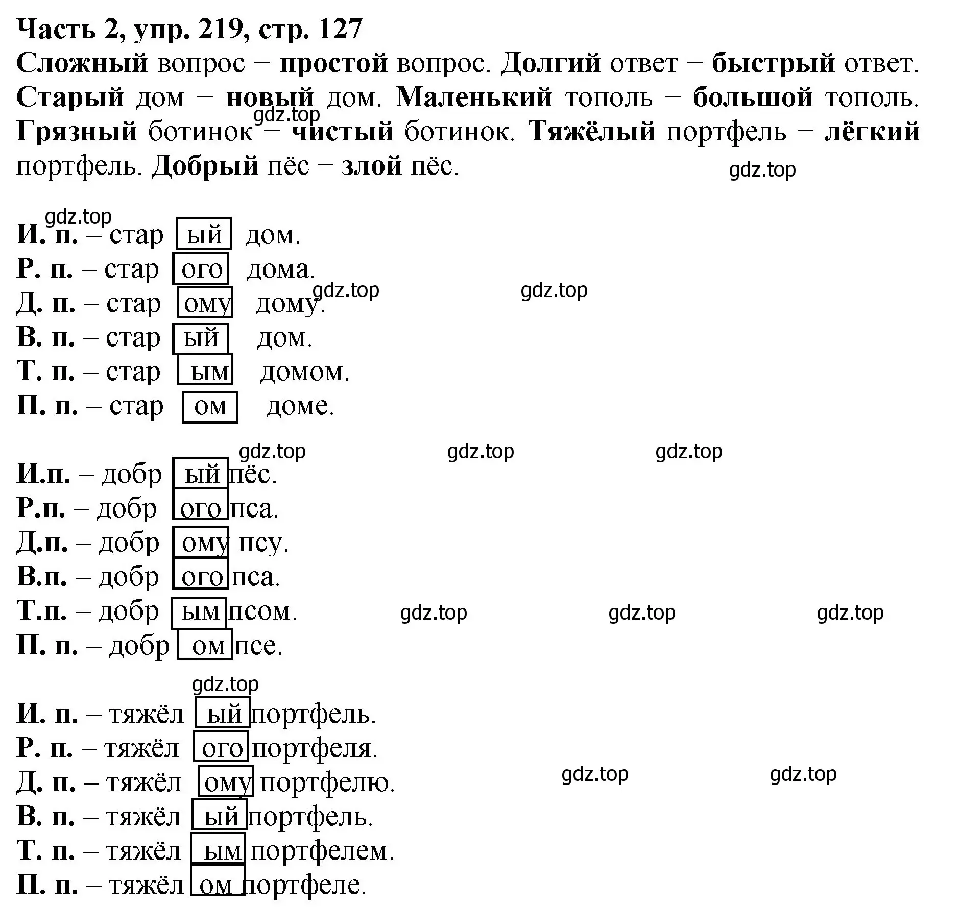 Решение номер 219 (страница 127) гдз по русскому языку 3 класс Климанова, Бабушкина, учебник 2 часть