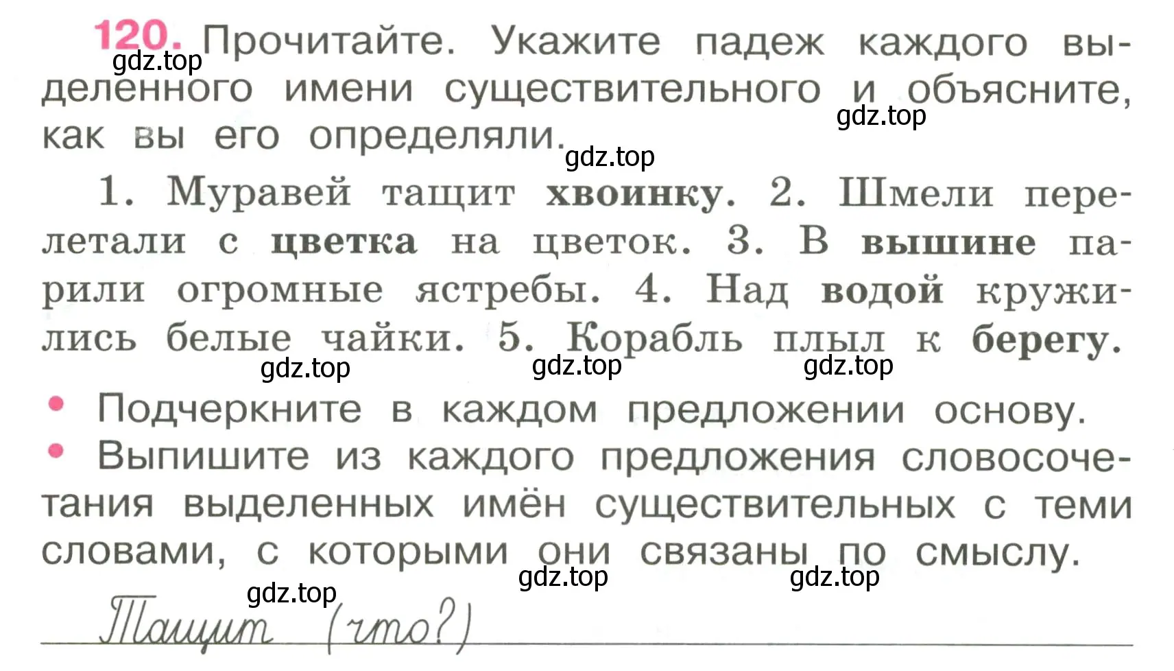 Условие номер 120 (страница 53) гдз по русскому языку 4 класс Канакина, рабочая тетрадь 1 часть