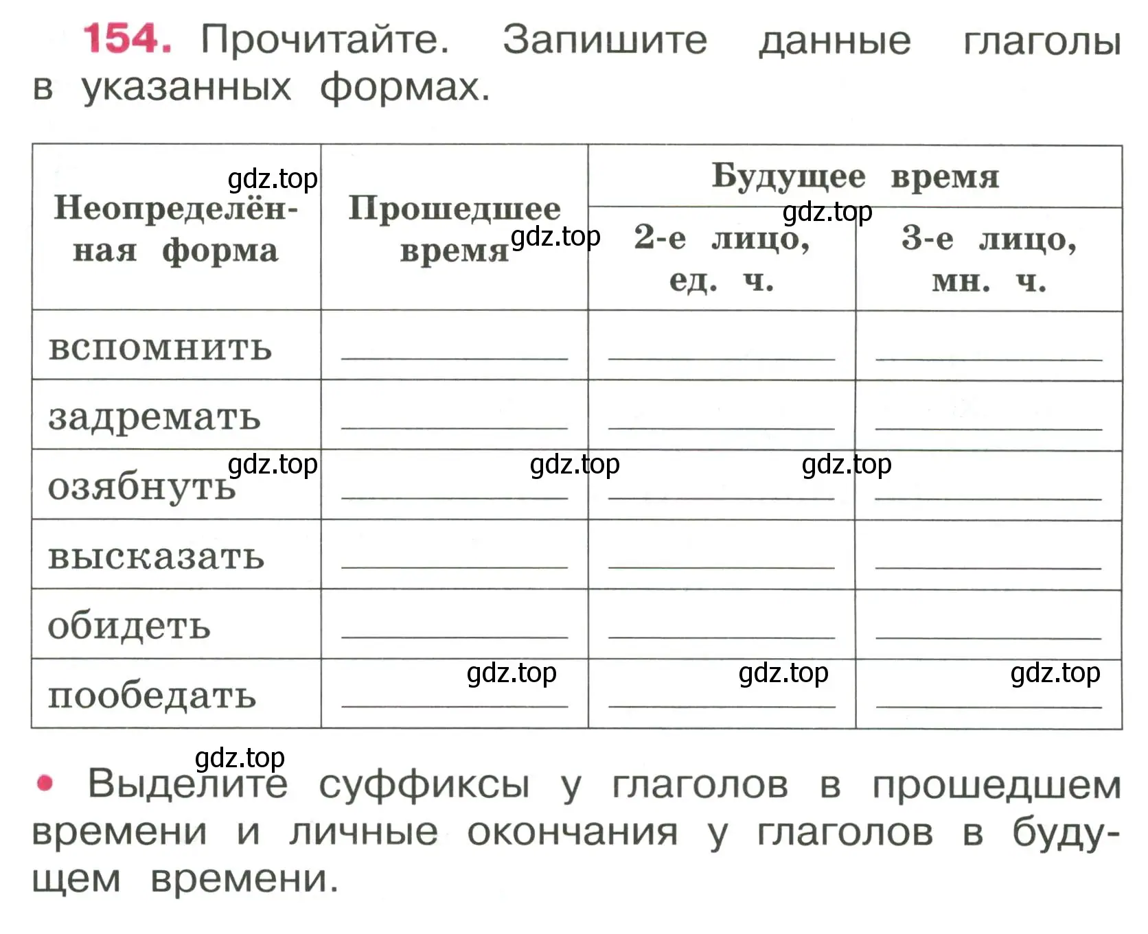 Условие номер 154 (страница 67) гдз по русскому языку 4 класс Канакина, рабочая тетрадь 2 часть