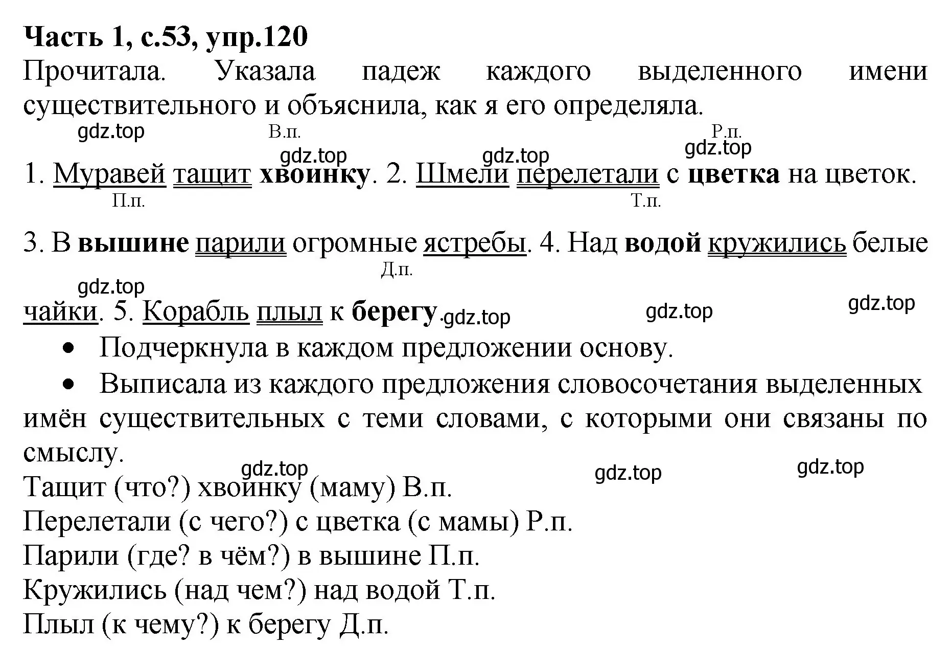 Решение номер 120 (страница 53) гдз по русскому языку 4 класс Канакина, рабочая тетрадь 1 часть