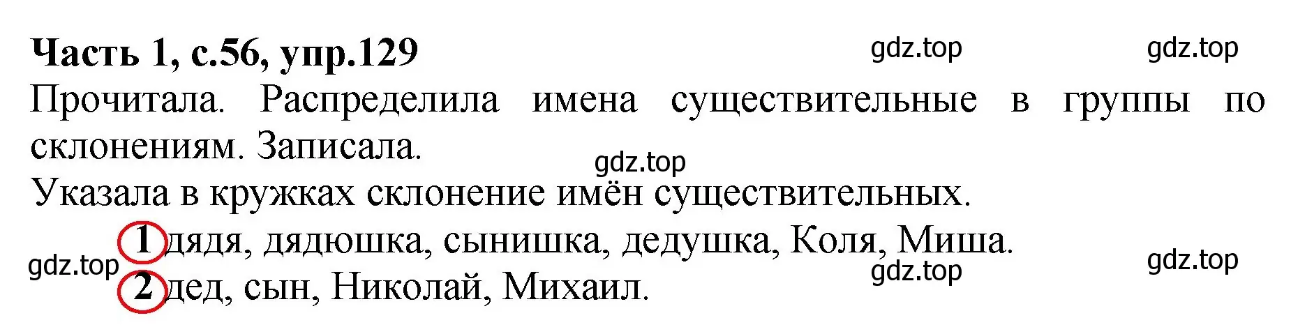 Решение номер 129 (страница 56) гдз по русскому языку 4 класс Канакина, рабочая тетрадь 1 часть