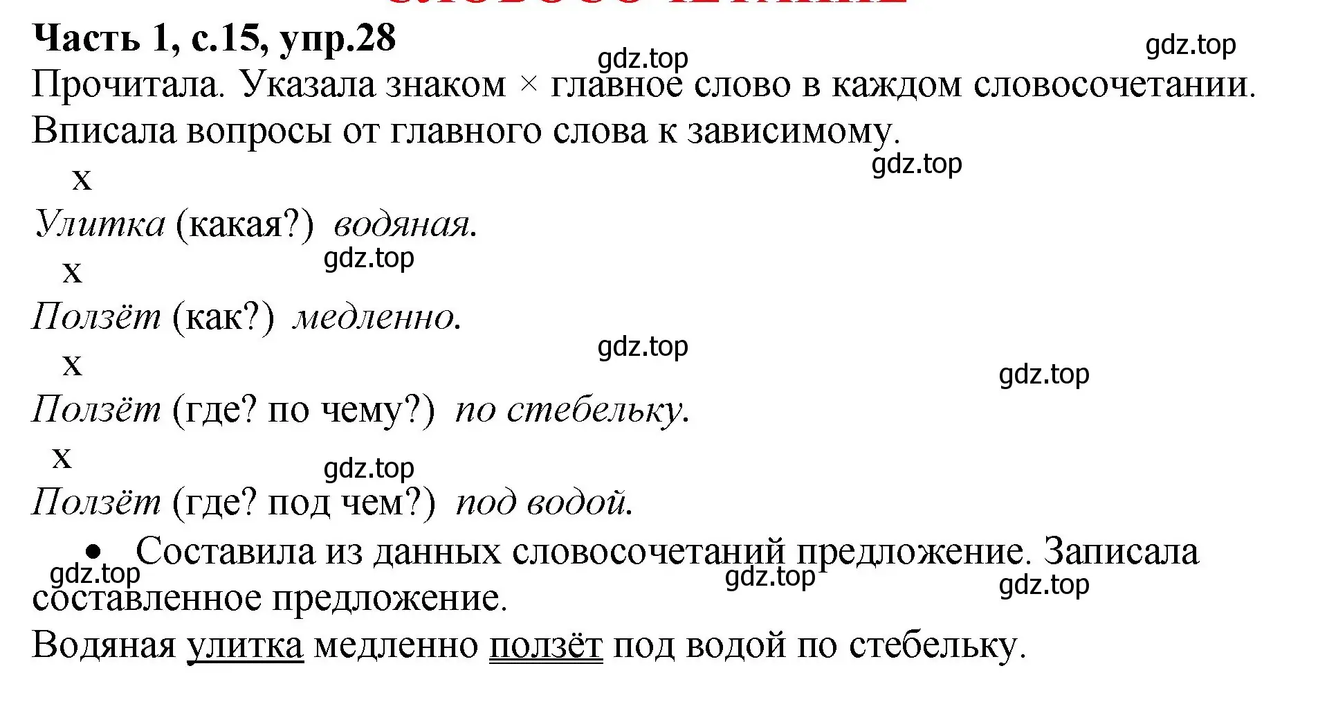 Решение номер 28 (страница 15) гдз по русскому языку 4 класс Канакина, рабочая тетрадь 1 часть