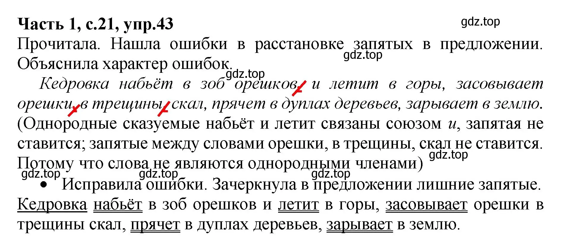 Решение номер 43 (страница 21) гдз по русскому языку 4 класс Канакина, рабочая тетрадь 1 часть