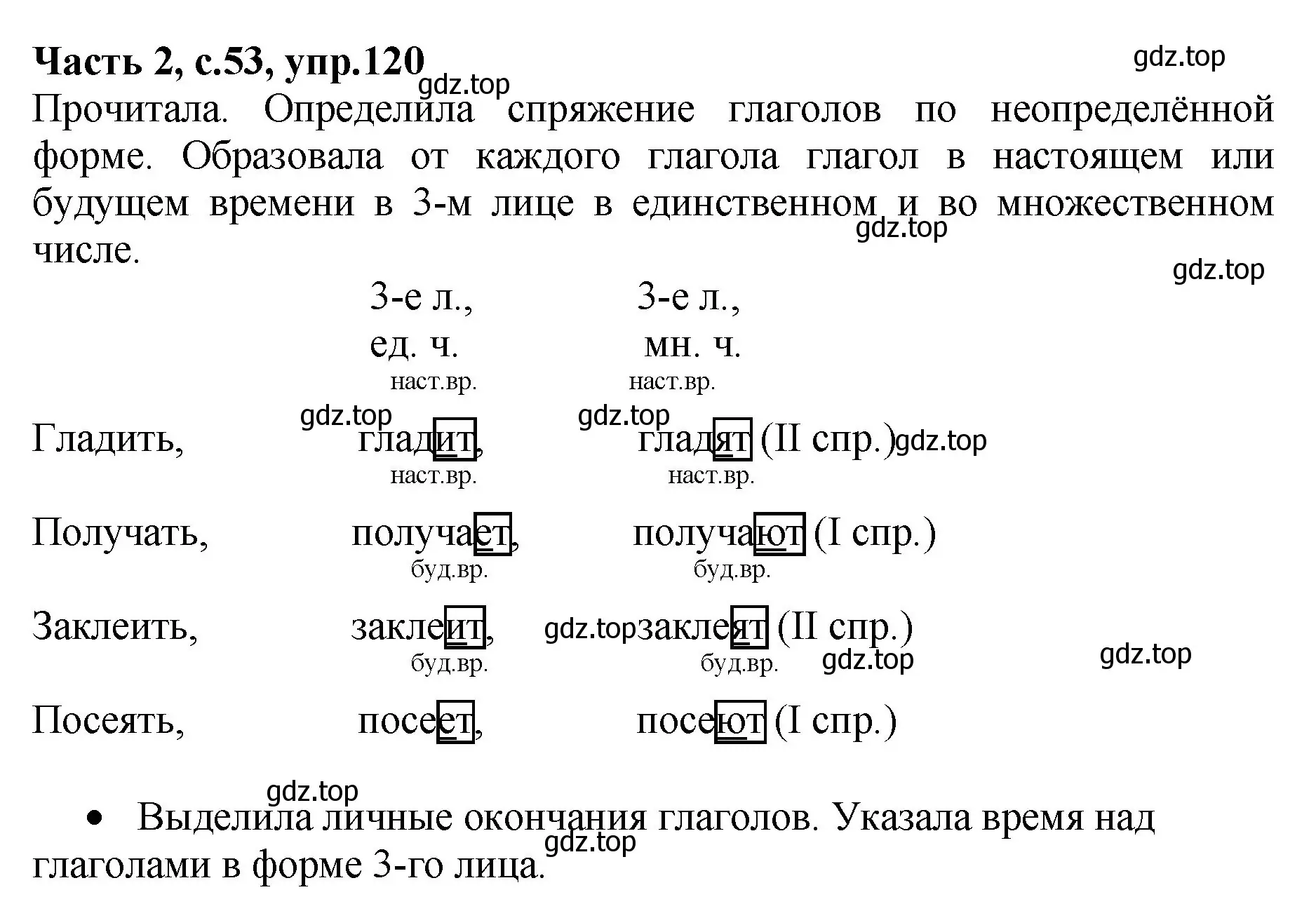 Решение номер 120 (страница 53) гдз по русскому языку 4 класс Канакина, рабочая тетрадь 2 часть