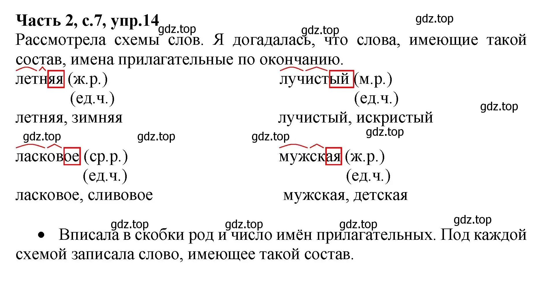 Решение номер 14 (страница 7) гдз по русскому языку 4 класс Канакина, рабочая тетрадь 2 часть