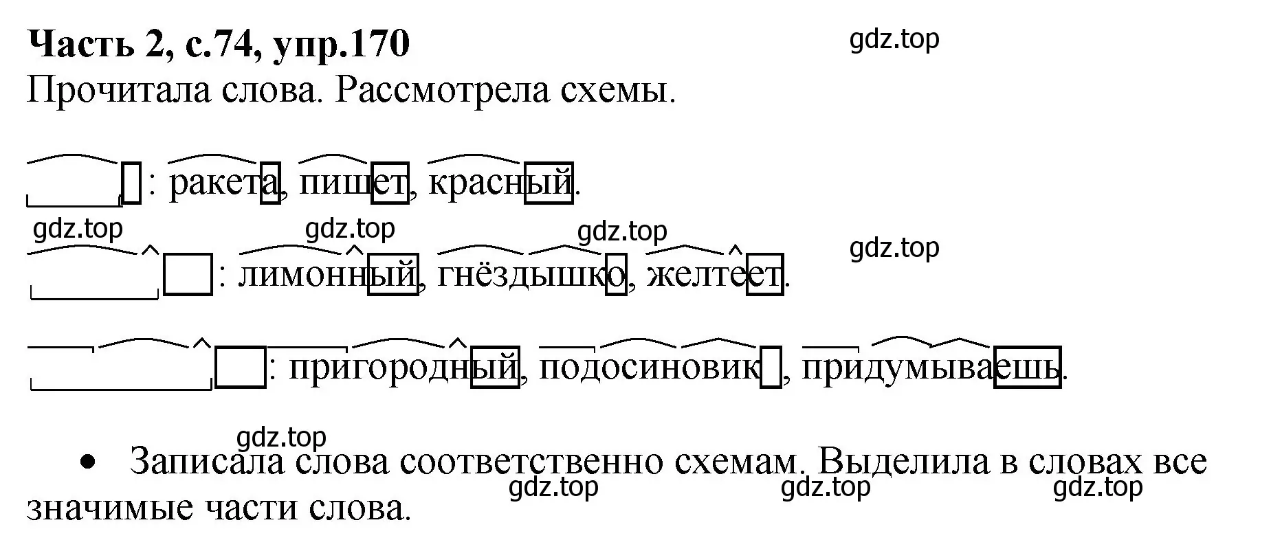 Решение номер 170 (страница 74) гдз по русскому языку 4 класс Канакина, рабочая тетрадь 2 часть