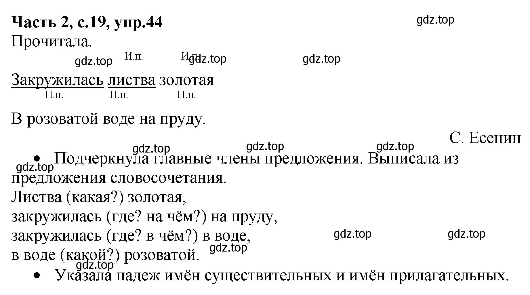 Решение номер 44 (страница 19) гдз по русскому языку 4 класс Канакина, рабочая тетрадь 2 часть