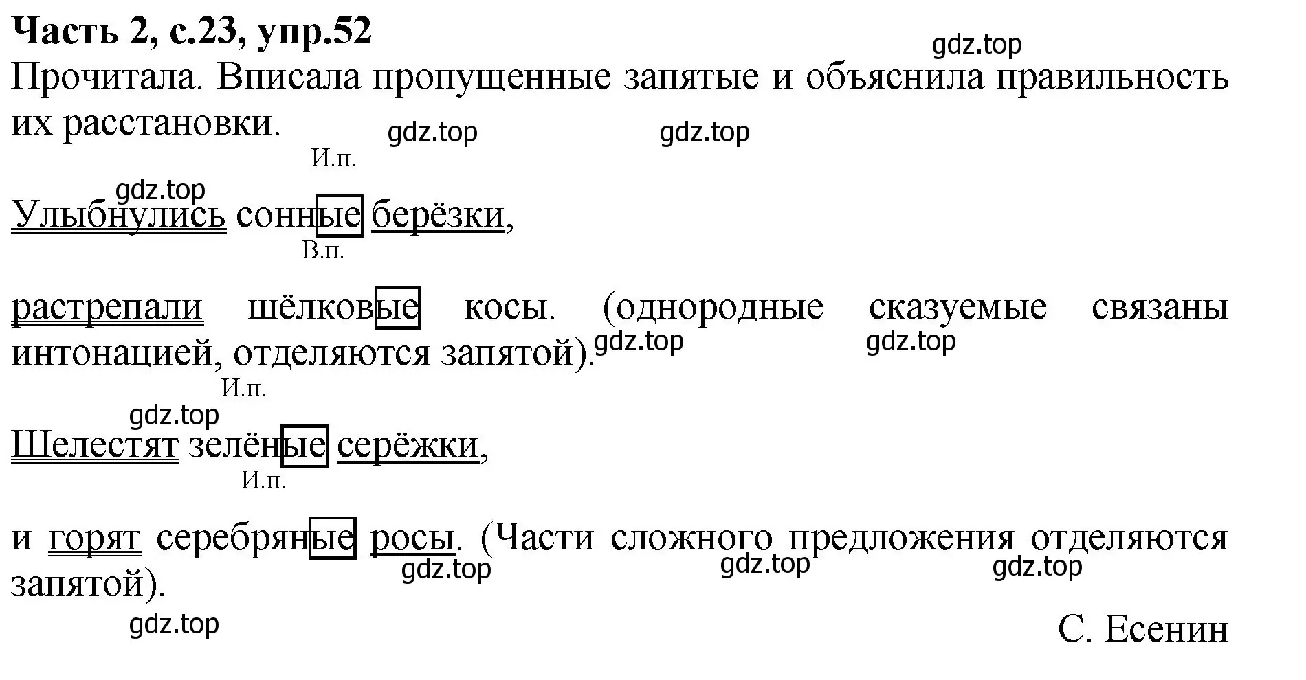 Решение номер 52 (страница 23) гдз по русскому языку 4 класс Канакина, рабочая тетрадь 2 часть