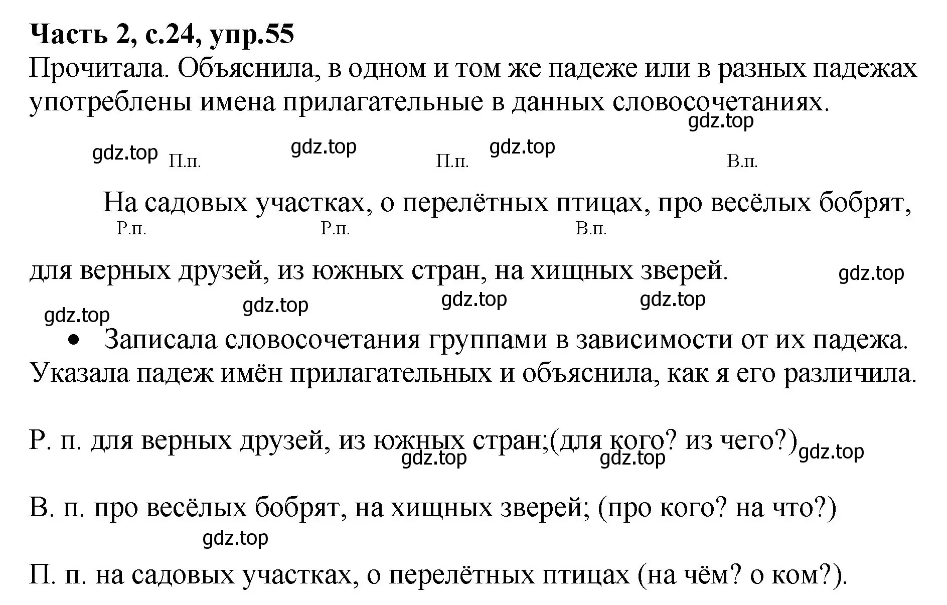 Решение номер 55 (страница 24) гдз по русскому языку 4 класс Канакина, рабочая тетрадь 2 часть