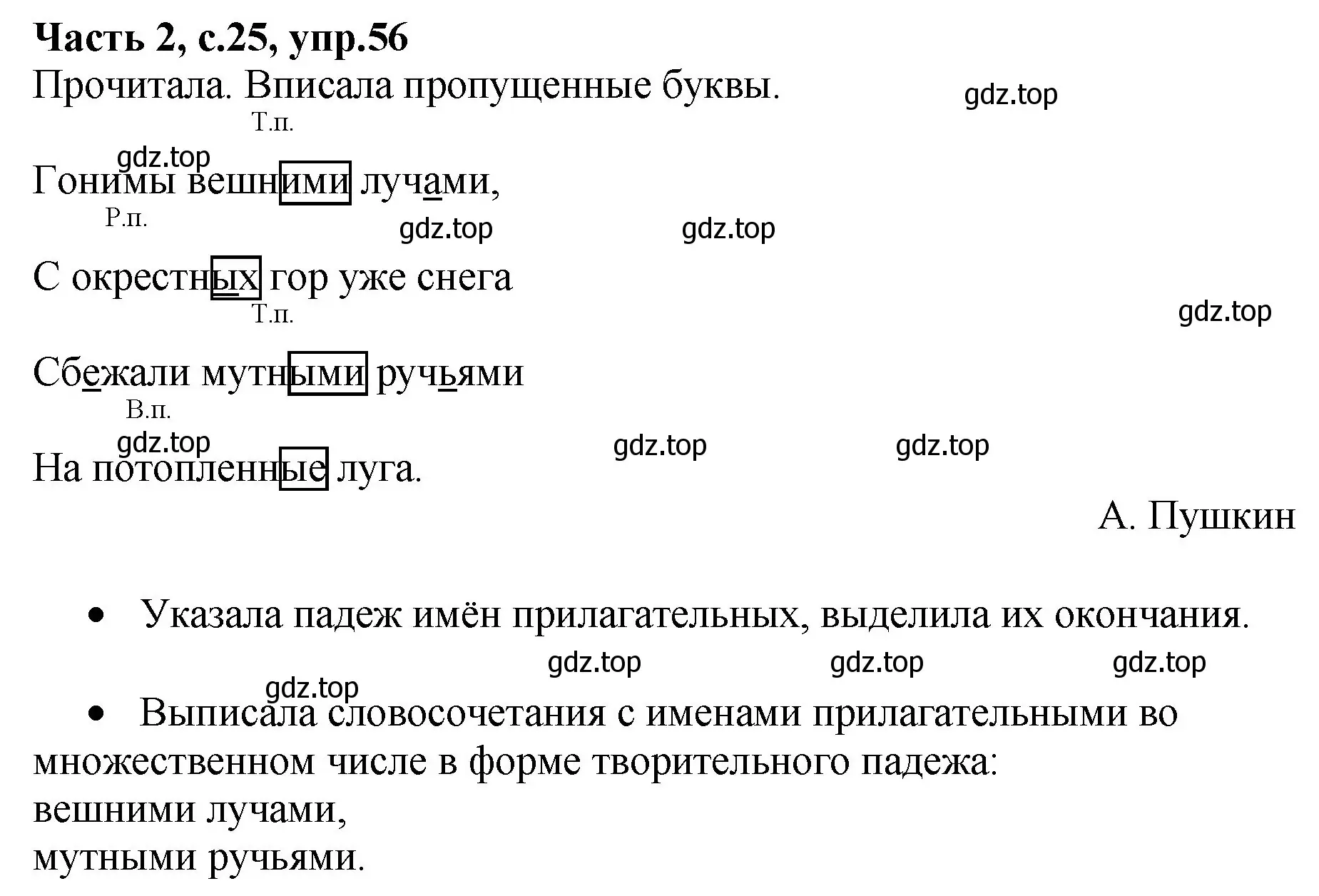 Решение номер 56 (страница 25) гдз по русскому языку 4 класс Канакина, рабочая тетрадь 2 часть