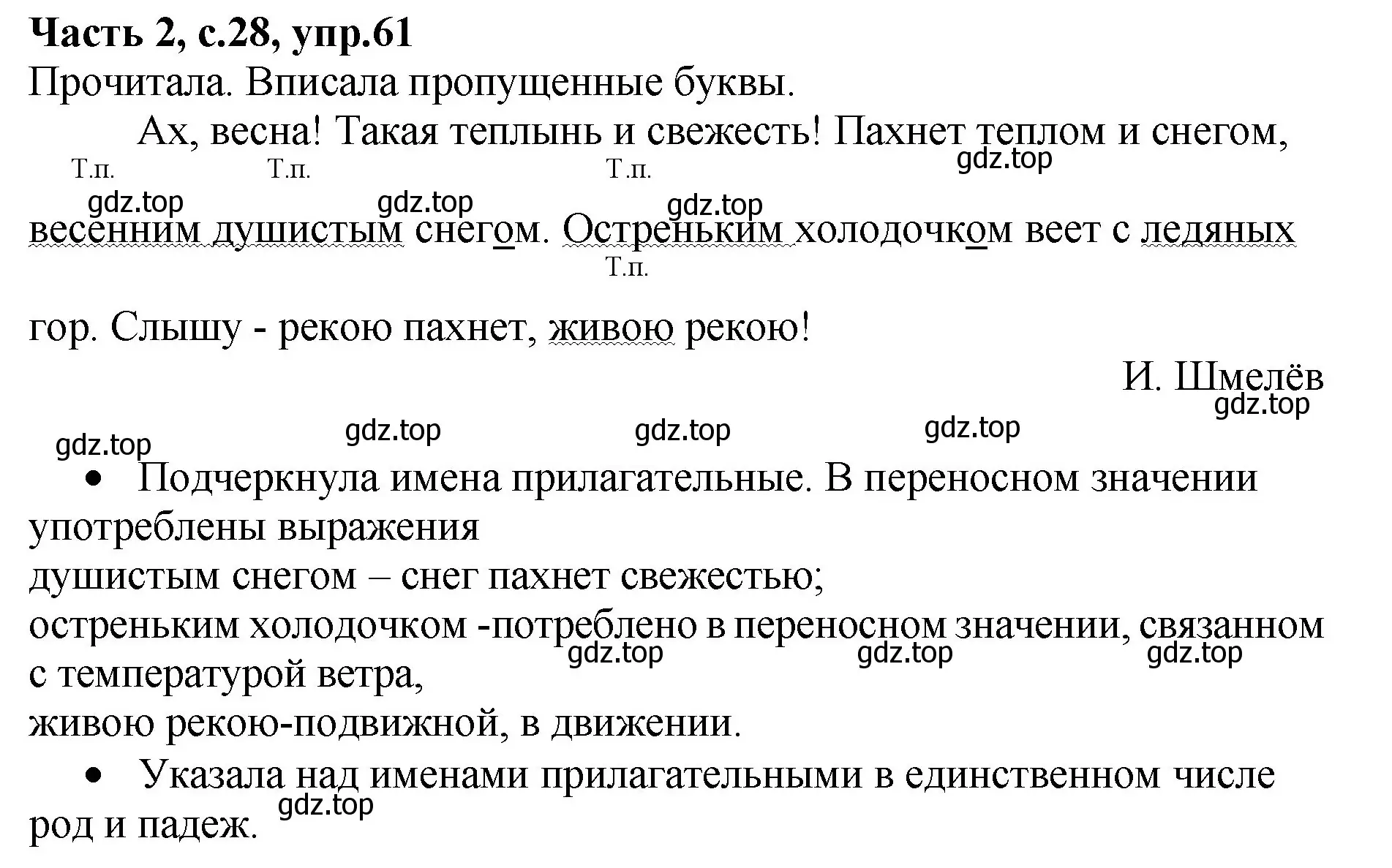 Решение номер 61 (страница 28) гдз по русскому языку 4 класс Канакина, рабочая тетрадь 2 часть