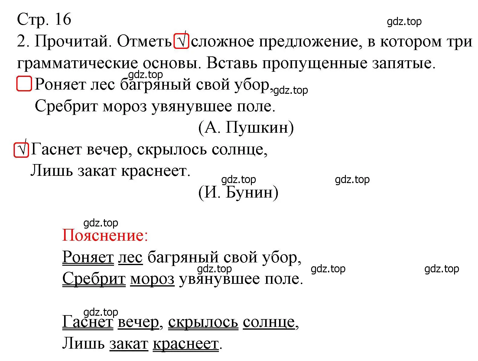 Решение номер 2 (страница 16) гдз по русскому языку 4 класс Канакина, тетрадь учебных достижений