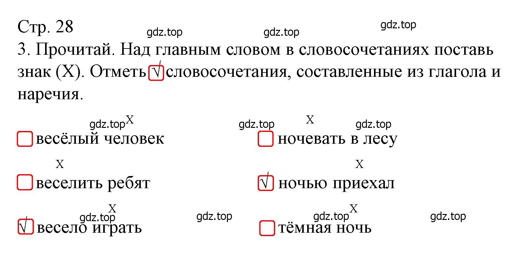 Решение номер 3 (страница 28) гдз по русскому языку 4 класс Канакина, тетрадь учебных достижений