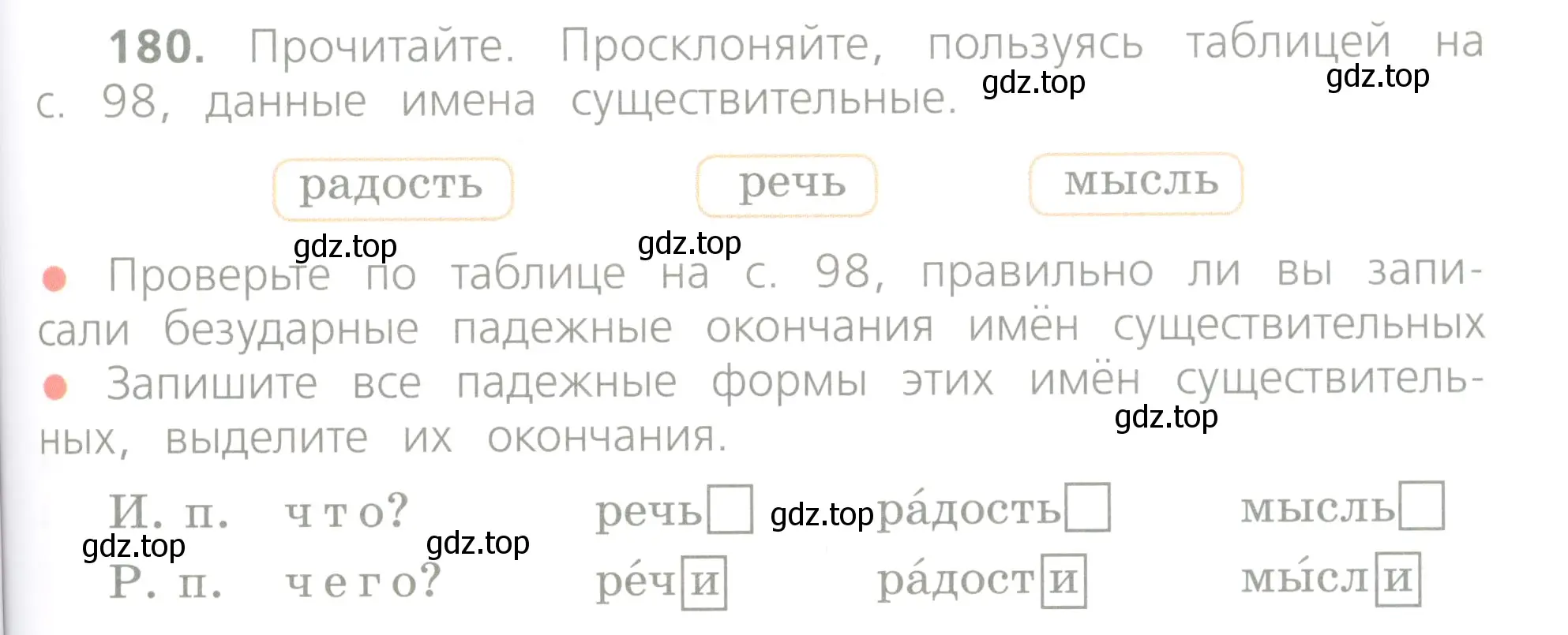 Условие номер 180 (страница 99) гдз по русскому языку 4 класс Канакина, Горецкий, учебник 1 часть