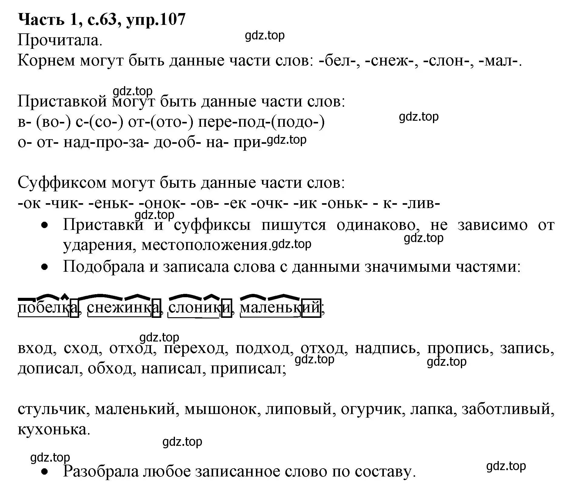 Решение номер 107 (страница 63) гдз по русскому языку 4 класс Канакина, Горецкий, учебник 1 часть