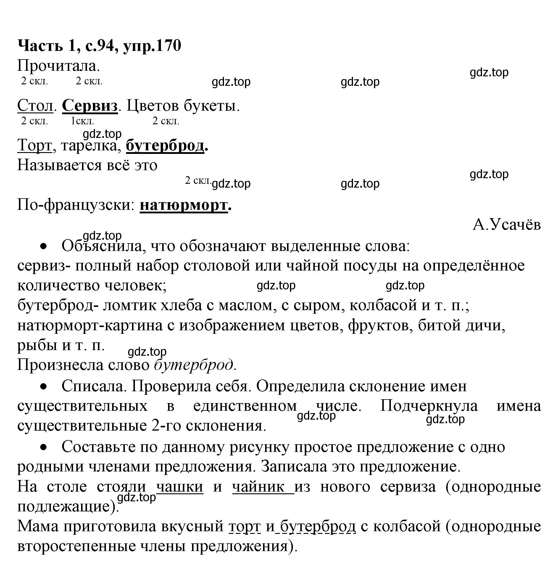 Решение номер 170 (страница 94) гдз по русскому языку 4 класс Канакина, Горецкий, учебник 1 часть