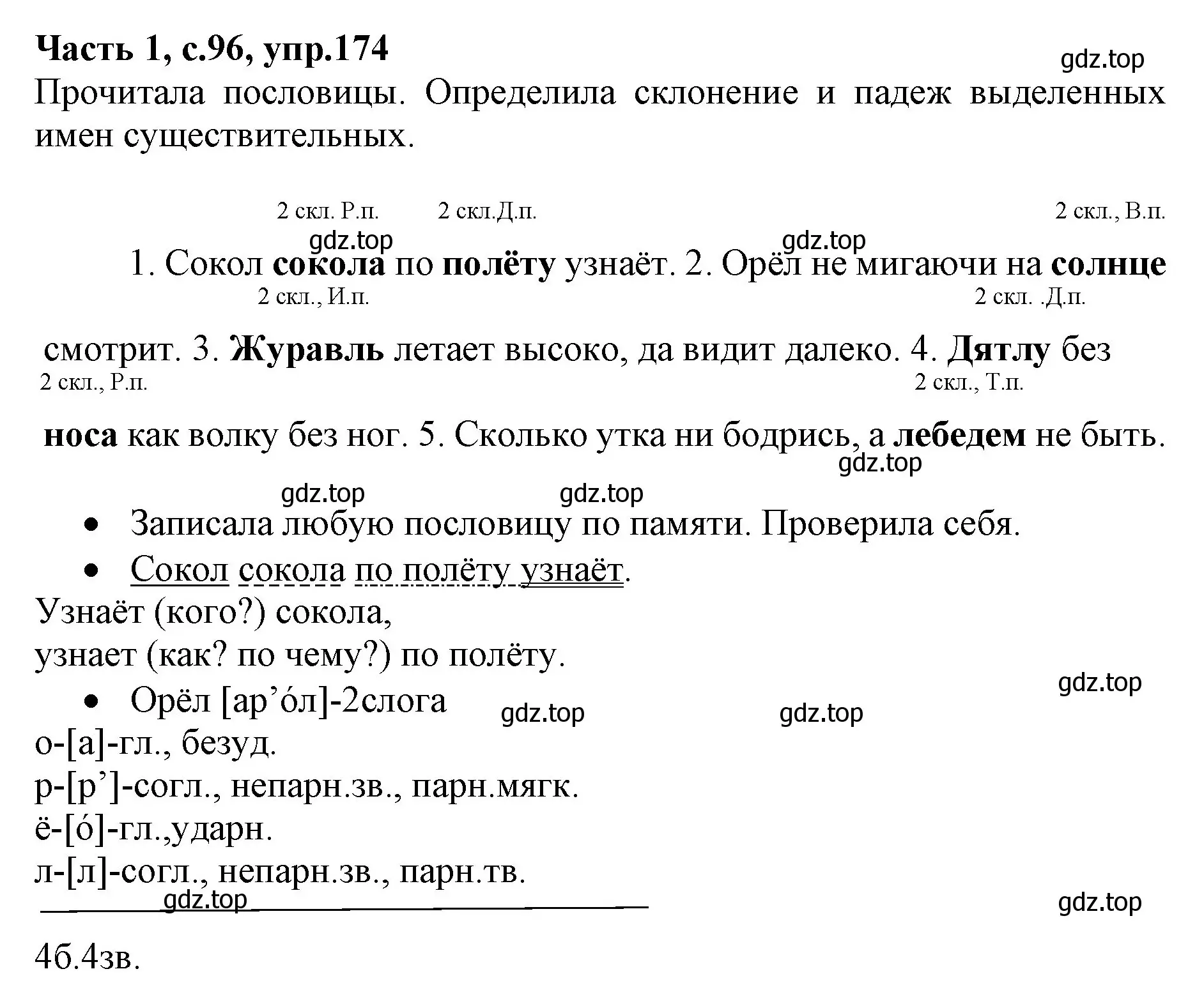 Решение номер 174 (страница 96) гдз по русскому языку 4 класс Канакина, Горецкий, учебник 1 часть